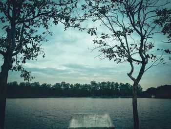 Scenic view of lake against sky