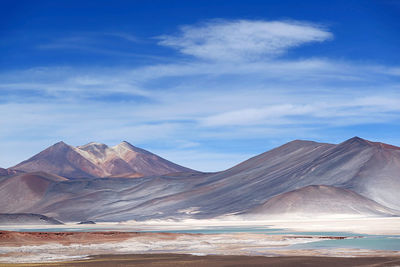 Salar de talar, the high plateau salt lakes in los flamencos national reserve, chile