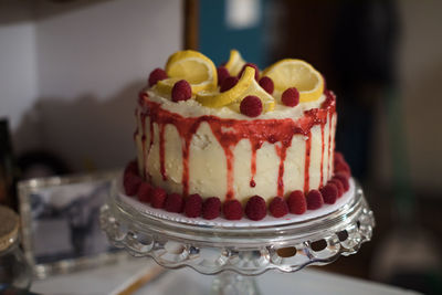 Close-up of cake on table