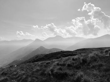 Scenic view of mountains against sky