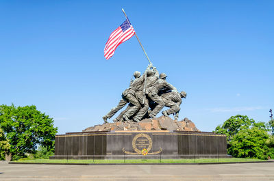 Low angle view of statue against clear sky