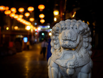 Close-up of statue at night