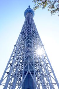 Low angle view of building against blue sky