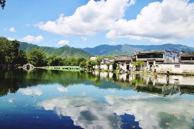 Scenic view of lake against sky