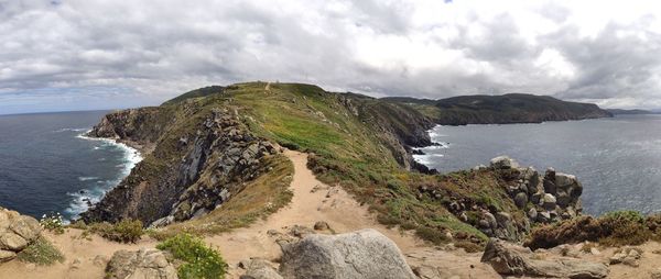 Panoramic view of sea against sky in fuciño do porco
