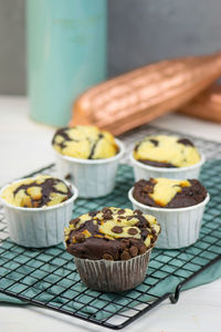 Close-up of cupcakes on table