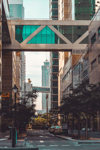 View of city street and buildings