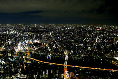 View of cityscape at night