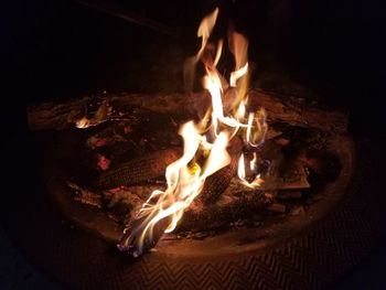 Close-up of bonfire at night