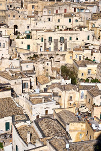 High angle view of buildings in city