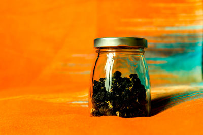 Close-up of glass jar