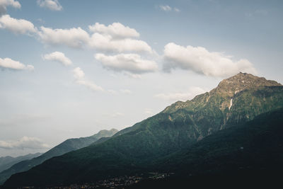 Low angle view of mountains against sky