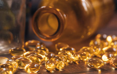 Close-up of pills on table