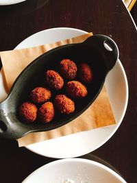 High angle view of dessert in plate