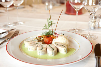 Close-up of drink served on table in restaurant