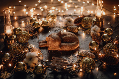 Close-up of illuminated christmas decoration