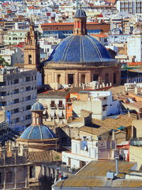 High angle view of buildings in city