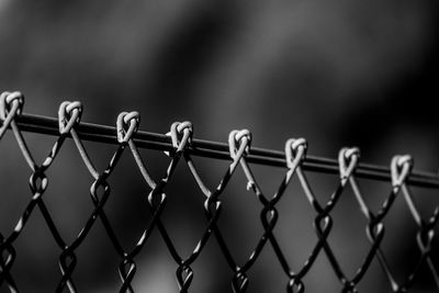 Close-up of chainlink fence against sky