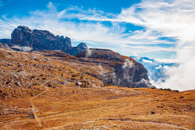Scenic view of rock formations against sky