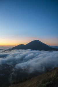 Scenic view of mountains against clear sky