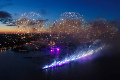 Illuminated city at night