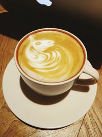 Close-up of cappuccino on table