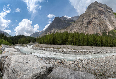 Panoramic shot of rocks in mountains against sky