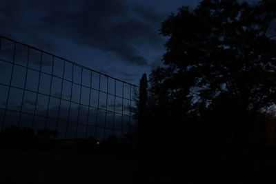 Silhouette of trees against sky in city