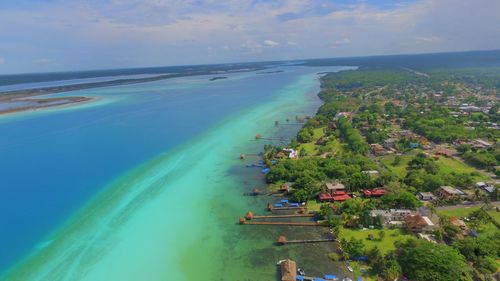 High angle view of sea against sky