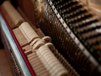 Close-up of piano strings