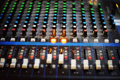 Full frame shot of sound mixer in recording studio