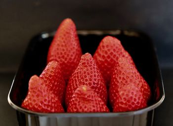 Close-up of strawberries in container