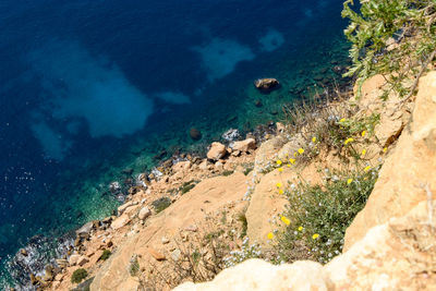 High angle view of beach