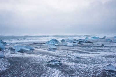 View of frozen sea against the sky