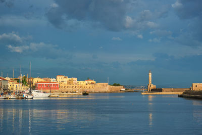Picturesque old port of chania, crete island. greece