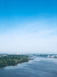 Scenic view of sea against blue sky