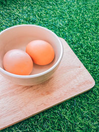 High angle egg on the grass