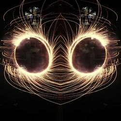 Digital composite image of illuminated lights at night