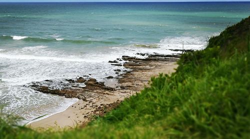 High angle view of beach against sky