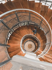 High angle view of spiral staircase