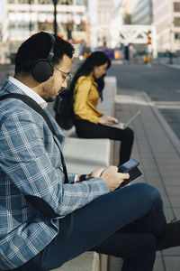 People working outside practicing social distancing