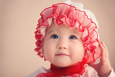 Close-up portrait of cute baby girl