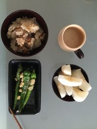 High angle view of food in tray