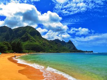 Scenic view of beach against sky