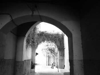 People walking in archway