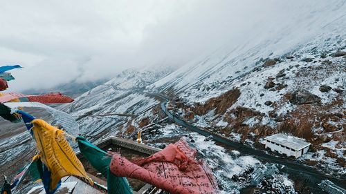 Amazing view of snow-covered valley. 