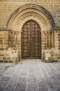 Closed door of old building