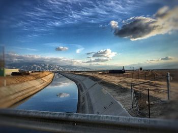 Panoramic view of bridge against sky