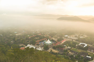 High angle view of townscape against sky