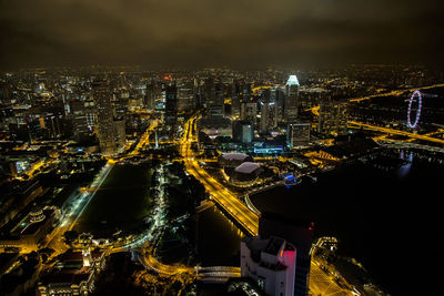 City lit up at night